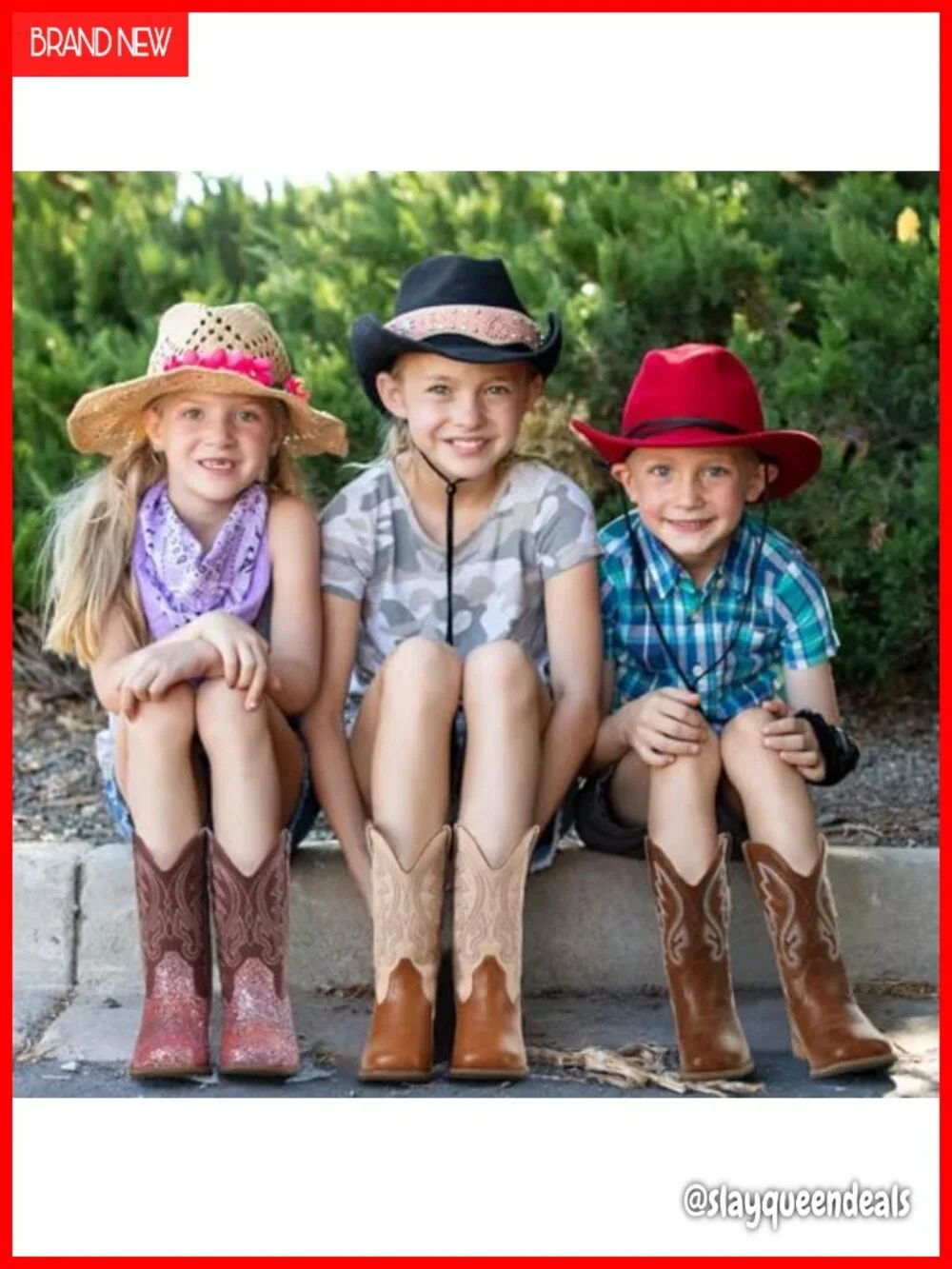 Toddler Western Cowboy Boots Pull On Square Toe Embroidered